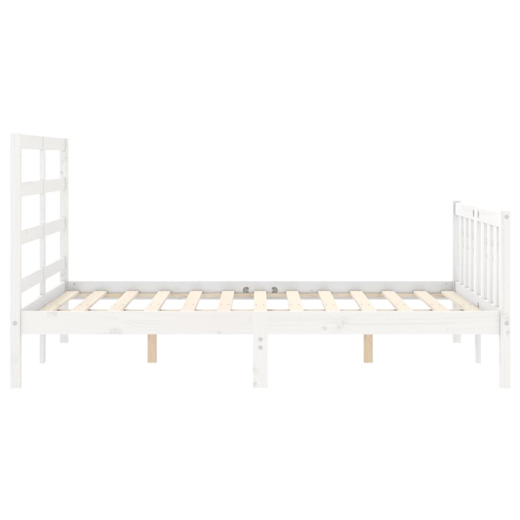 Estrutura de cama com cabeceira 140x190cm madeira maciça branco