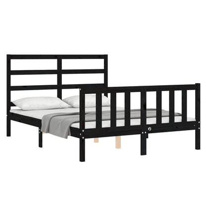 Estrutura de cama com cabeceira 140x190 cm madeira maciça preto