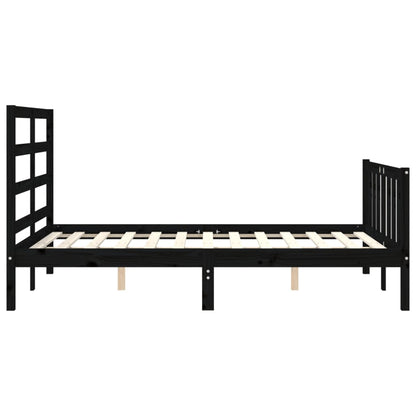 Estrutura de cama com cabeceira 140x190 cm madeira maciça preto