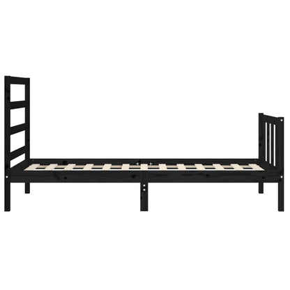 Estrutura de cama com cabeceira 90x200 cm madeira maciça preto