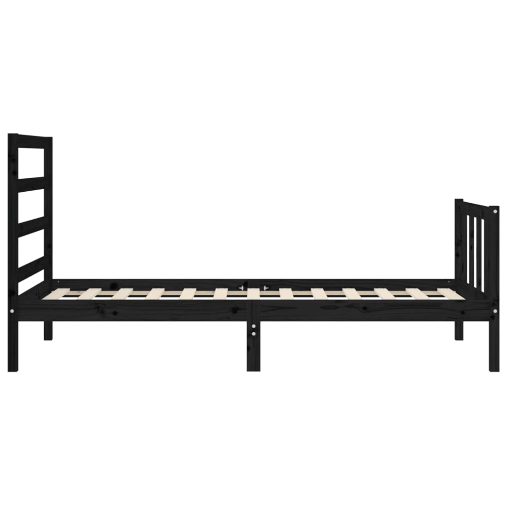 Estrutura de cama com cabeceira 100x200 cm madeira maciça preto