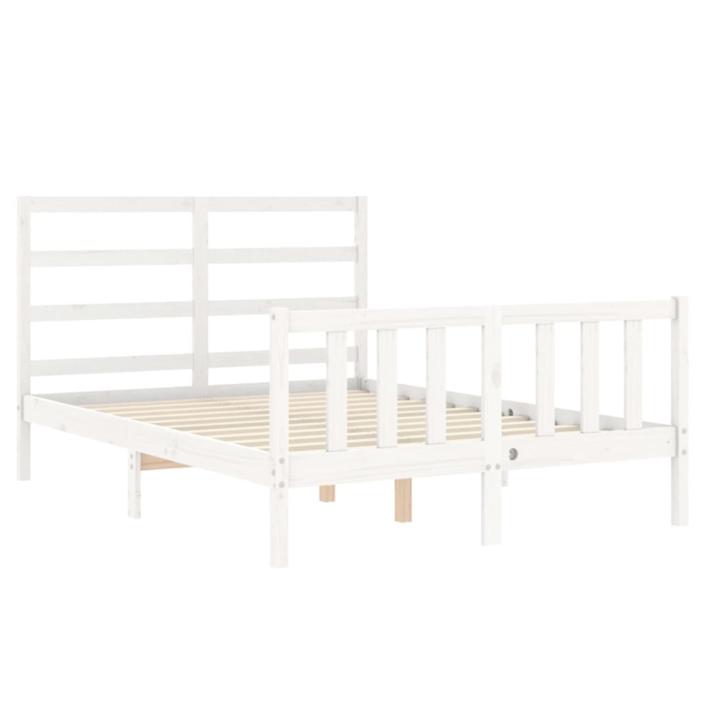 Estrutura de cama com cabeceira 120x200cm madeira maciça branco