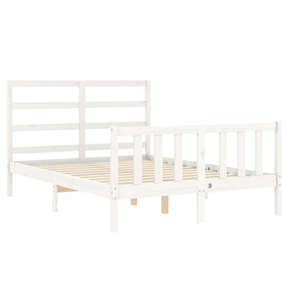 Estrutura de cama com cabeceira 120x200cm madeira maciça branco