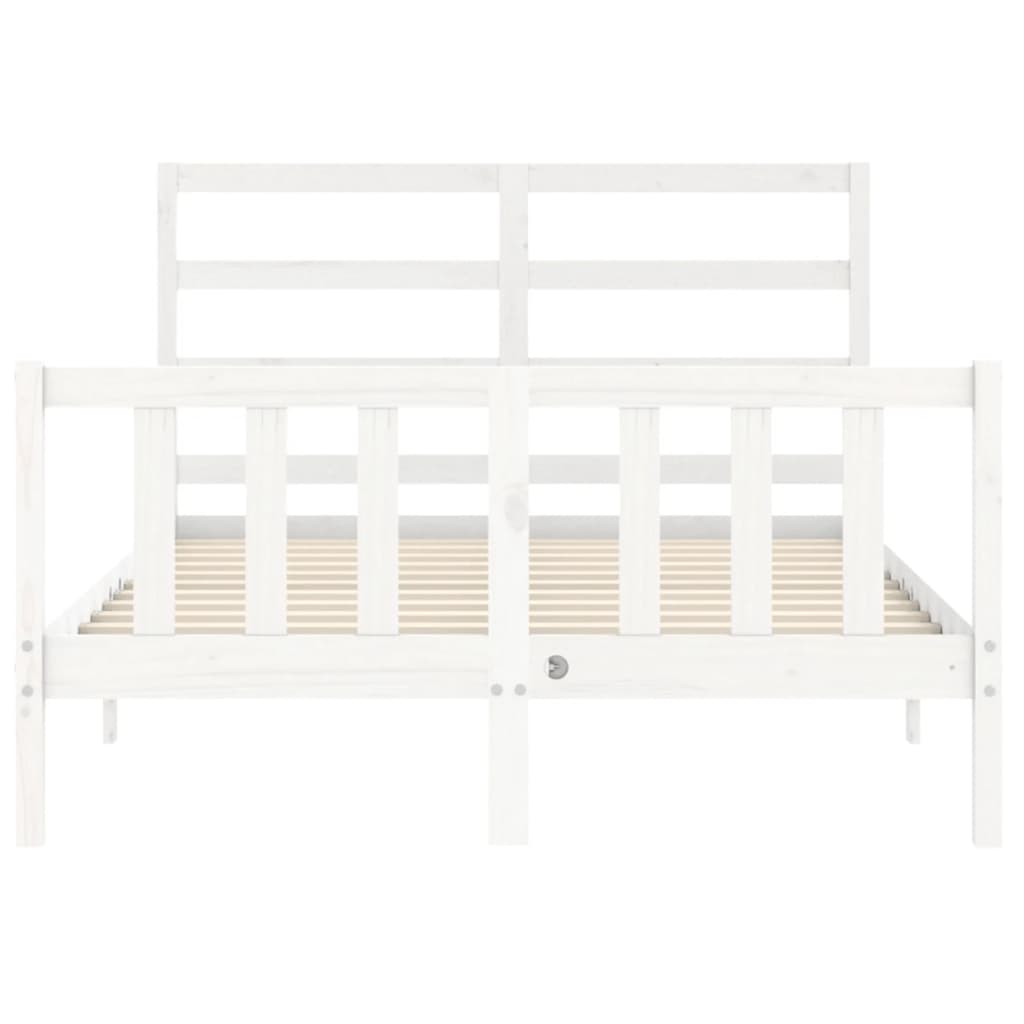 Estrutura de cama com cabeceira 120x200cm madeira maciça branco