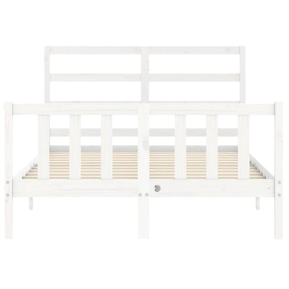 Estrutura de cama com cabeceira 120x200cm madeira maciça branco