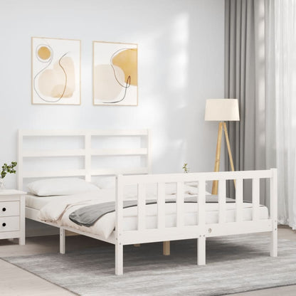 Estrutura de cama com cabeceira 140x200cm madeira maciça branco