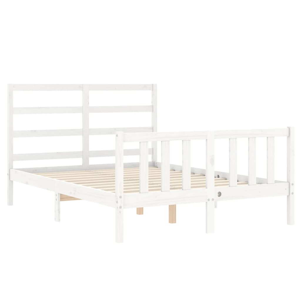 Estrutura de cama com cabeceira 140x200cm madeira maciça branco