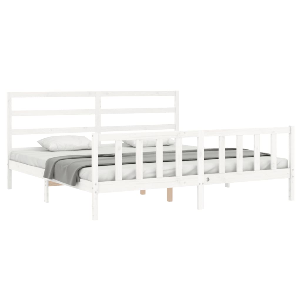 Estrutura de cama com cabeceira 180x200cm madeira maciça branco