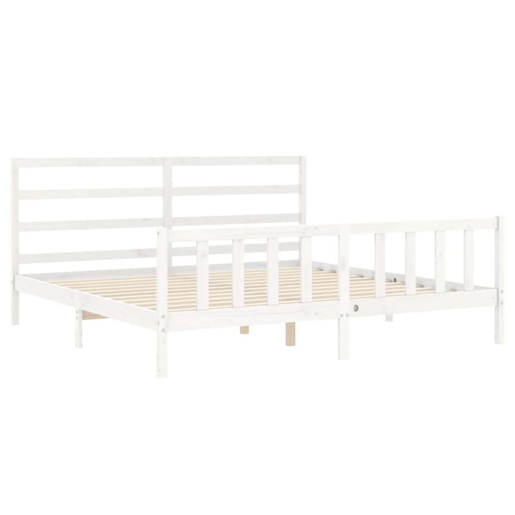 Estrutura de cama com cabeceira 180x200cm madeira maciça branco