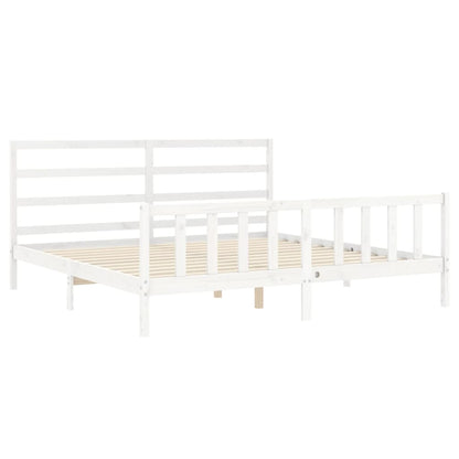 Estrutura de cama com cabeceira 180x200cm madeira maciça branco