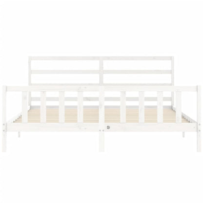 Estrutura de cama com cabeceira 180x200cm madeira maciça branco