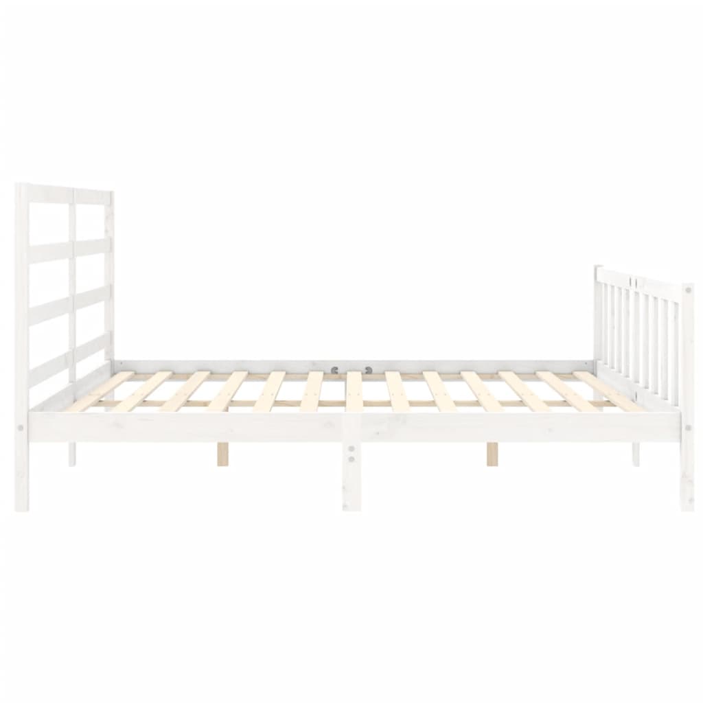 Estrutura de cama com cabeceira 180x200cm madeira maciça branco