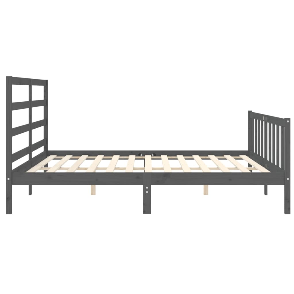 Estrutura de cama com cabeceira 180x200 cm madeira maciça cinza