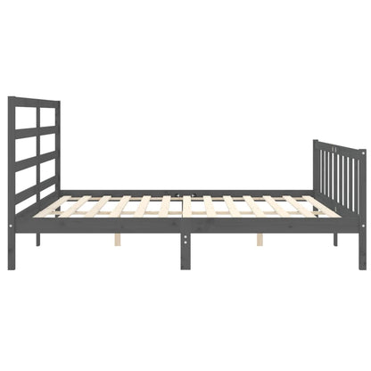 Estrutura de cama com cabeceira 180x200 cm madeira maciça cinza