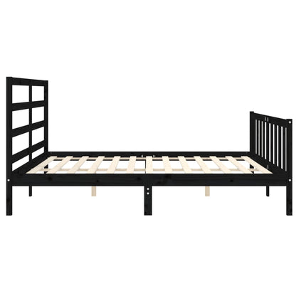 Estrutura de cama com cabeceira 180x200 cm madeira maciça preto