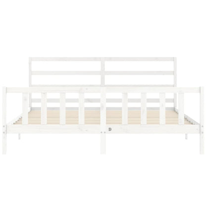 Estrutura de cama com cabeceira 200x200cm madeira maciça branco