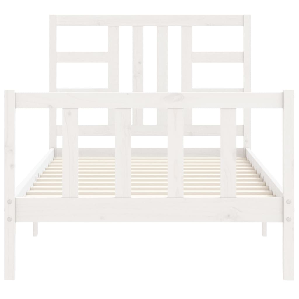 Estrutura de cama com cabeceira 90x190 cm madeira maciça branco