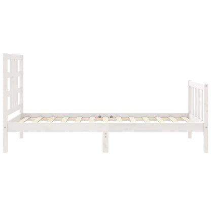 Estrutura de cama com cabeceira 90x190 cm madeira maciça branco