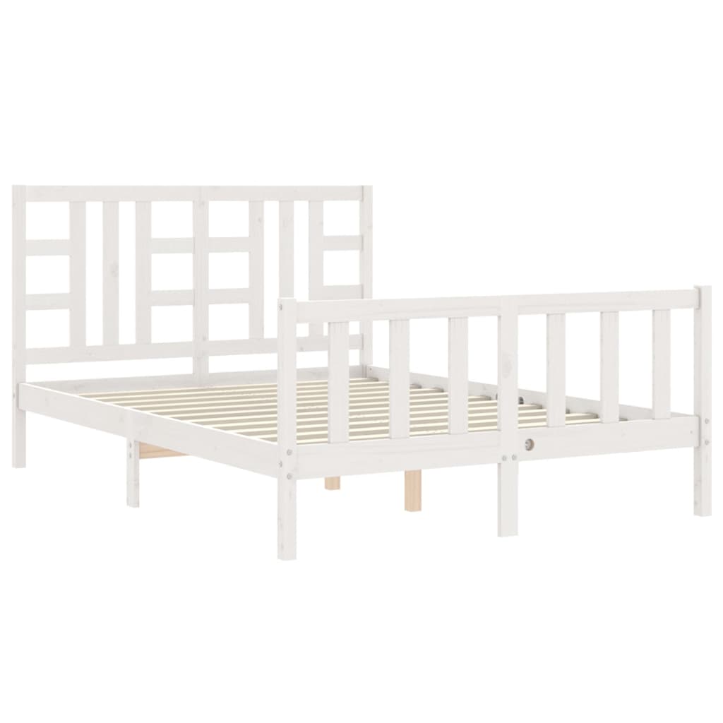 Estrutura de cama com cabeceira 140x190cm madeira maciça branco