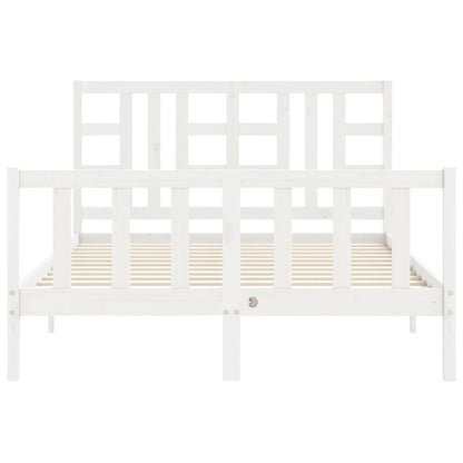 Estrutura de cama com cabeceira 140x190cm madeira maciça branco