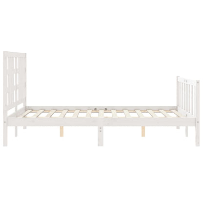 Estrutura de cama com cabeceira 140x190cm madeira maciça branco