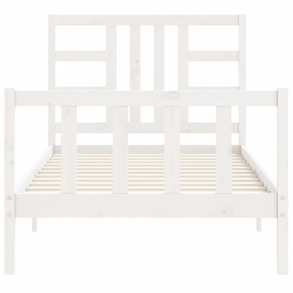 Estrutura de cama com cabeceira 100x200cm madeira maciça branco