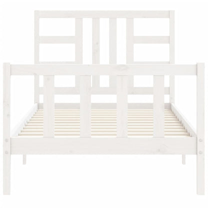 Estrutura de cama com cabeceira 100x200cm madeira maciça branco