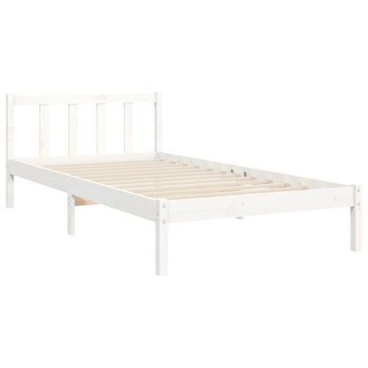 Estrutura de cama com cabeceira 100x200cm madeira maciça branco