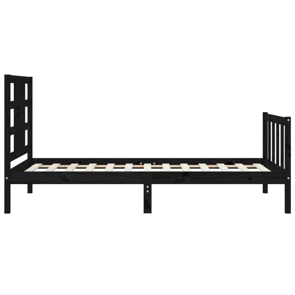 Estrutura de cama com cabeceira 100x200 cm madeira maciça preto