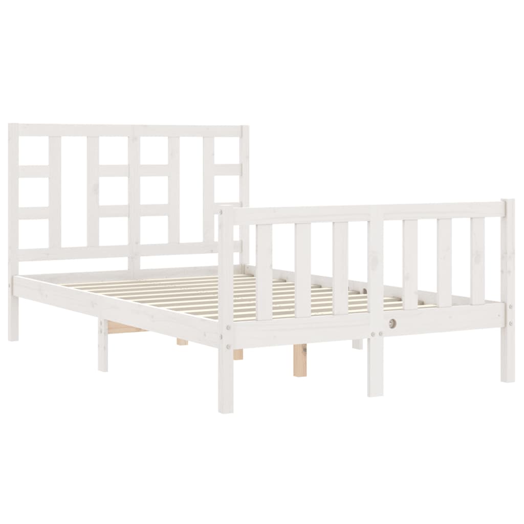 Estrutura de cama com cabeceira 120x200cm madeira maciça branco