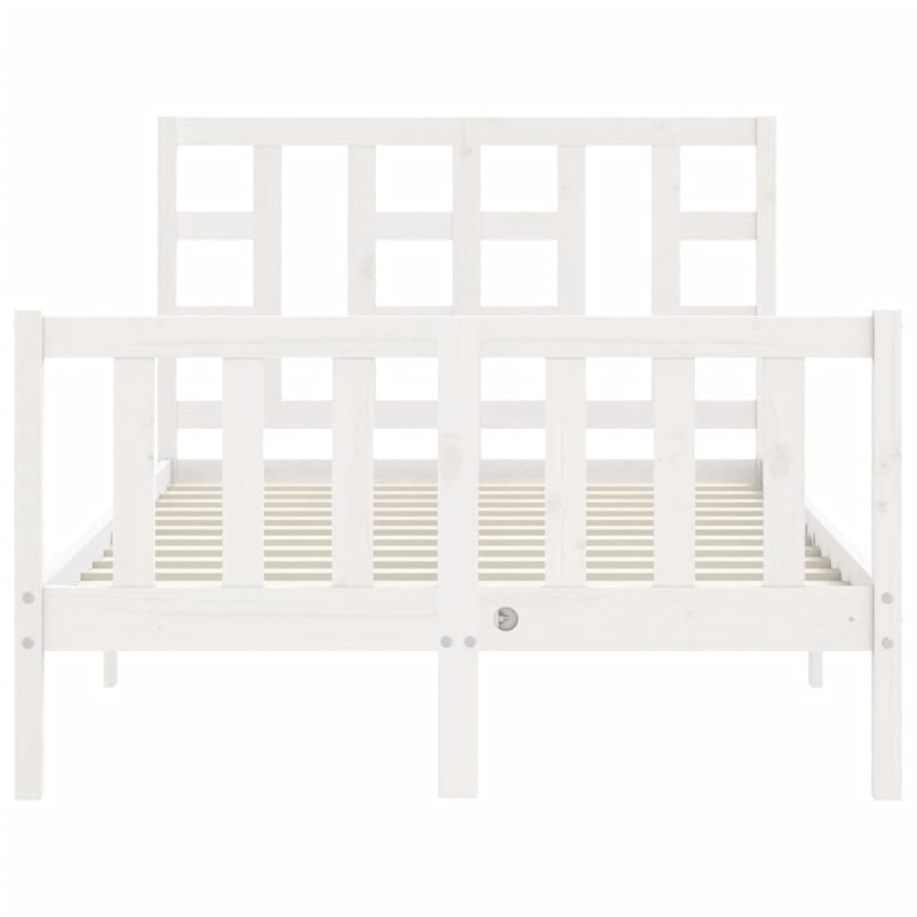 Estrutura de cama com cabeceira 120x200cm madeira maciça branco