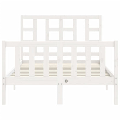 Estrutura de cama com cabeceira 120x200cm madeira maciça branco