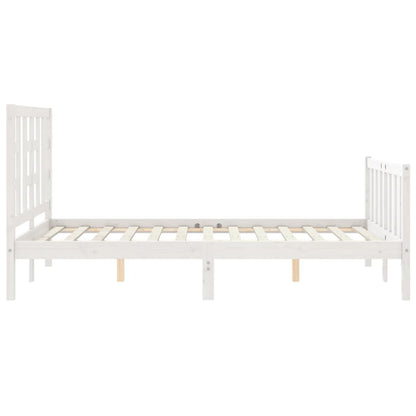 Estrutura de cama com cabeceira 120x200cm madeira maciça branco