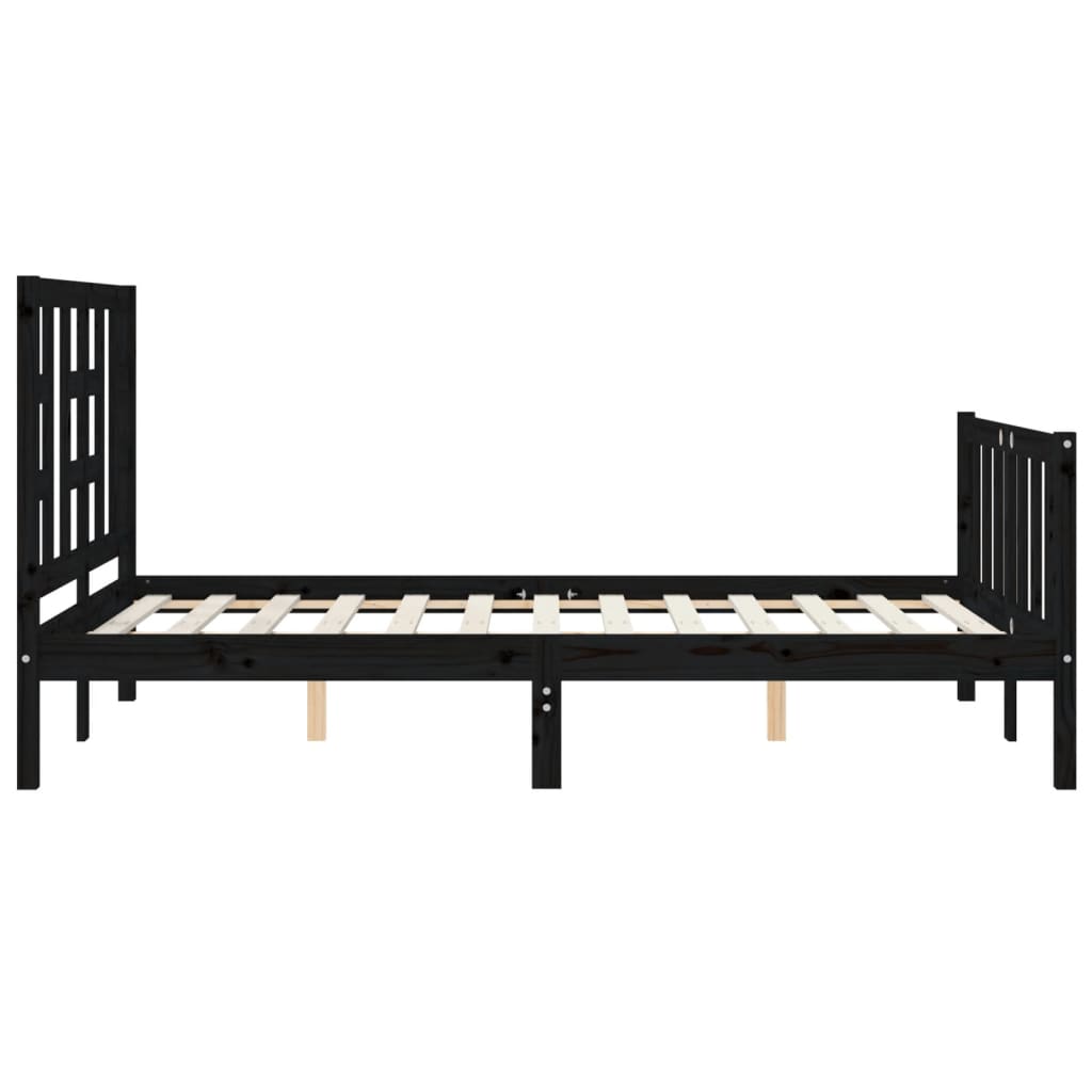 Estrutura de cama com cabeceira 120x200cm madeira maciçao preto