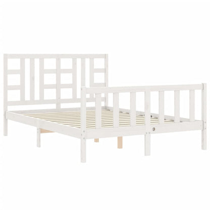 Estrutura de cama com cabeceira 140x200cm madeira maciça branco