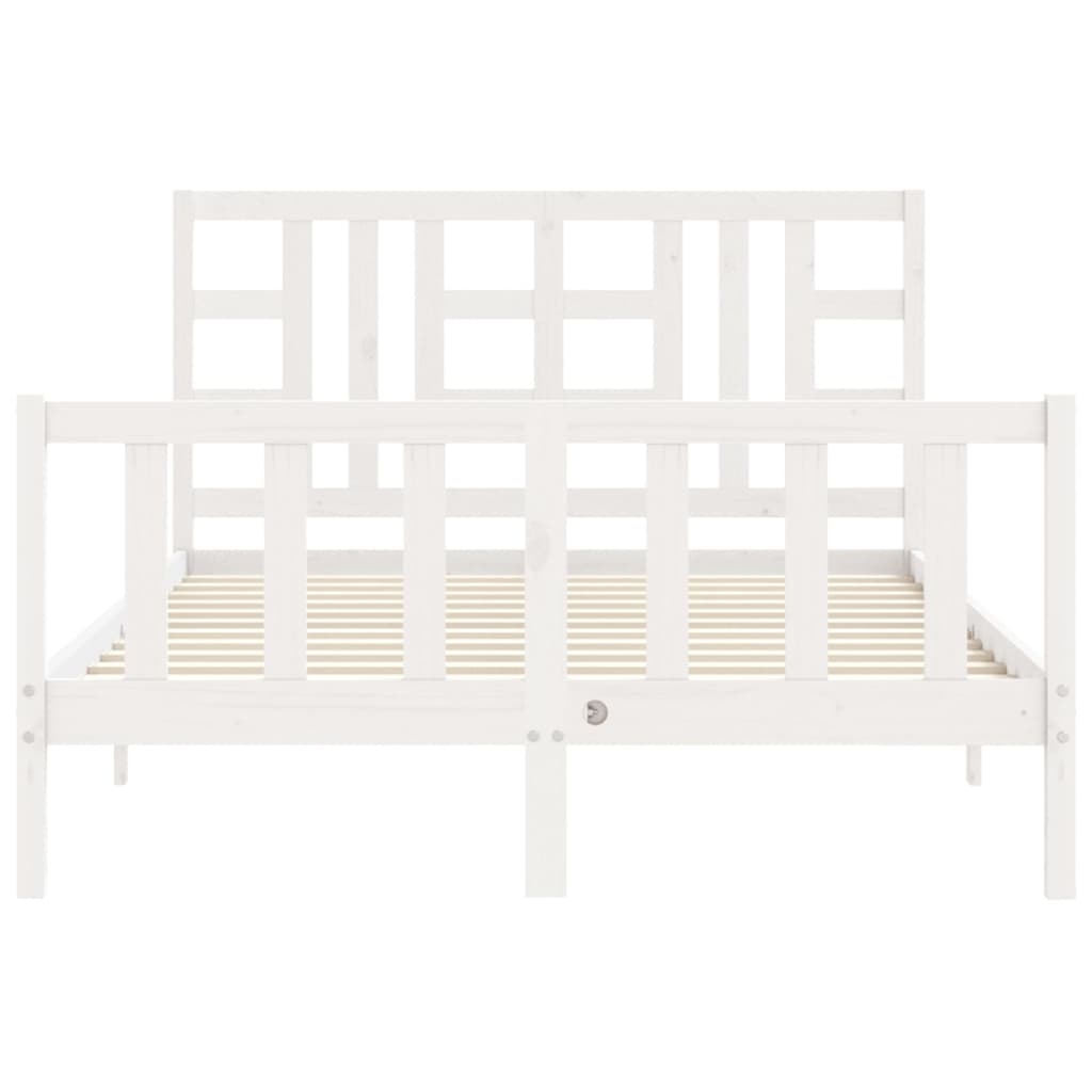 Estrutura de cama com cabeceira 140x200cm madeira maciça branco