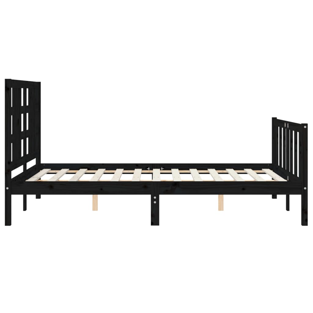 Estrutura de cama com cabeceira 140x200 cm madeira maciça preto