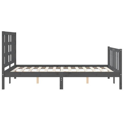 Estrutura de cama com cabeceira 160x200 cm madeira maciça cinza