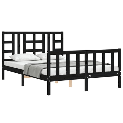 Estrutura de cama com cabeceira 160x200 cm madeira maciça preto