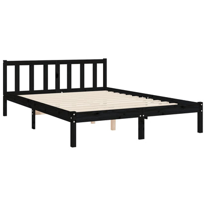 Estrutura de cama com cabeceira 160x200 cm madeira maciça preto