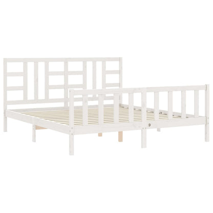 Estrutura de cama com cabeceira 180x200cm madeira maciça branco