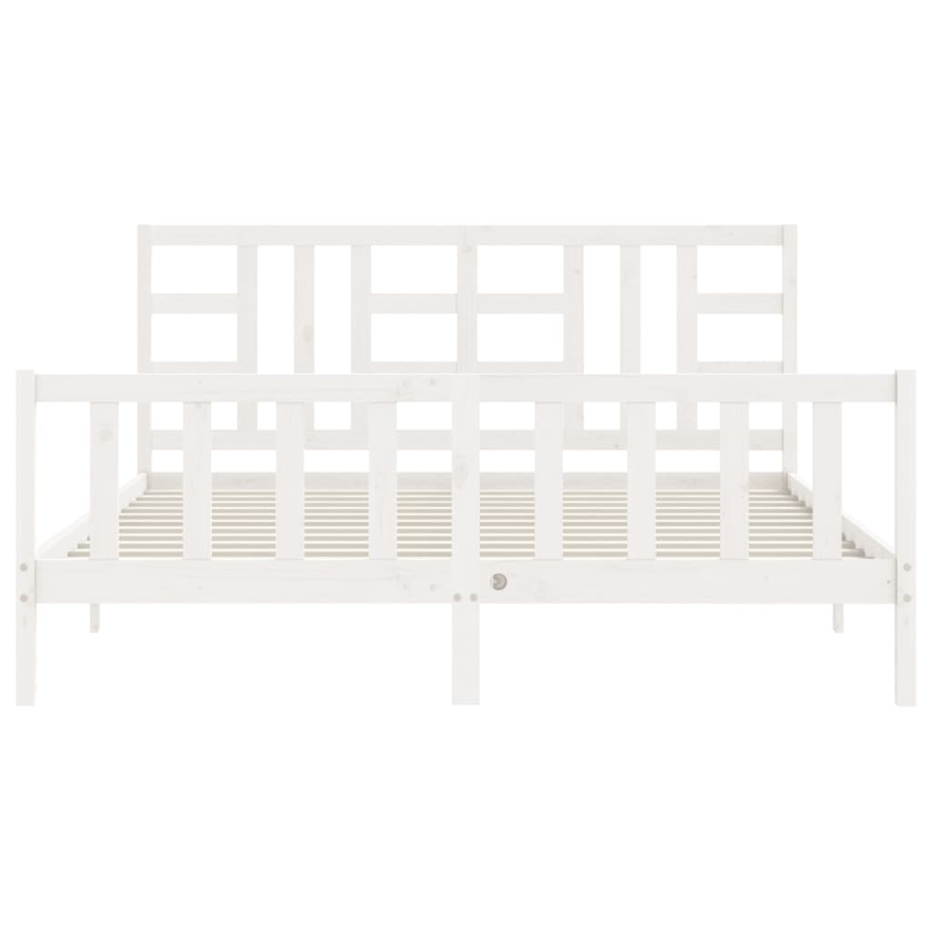 Estrutura de cama com cabeceira 180x200cm madeira maciça branco