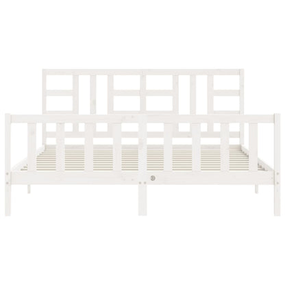 Estrutura de cama com cabeceira 180x200cm madeira maciça branco