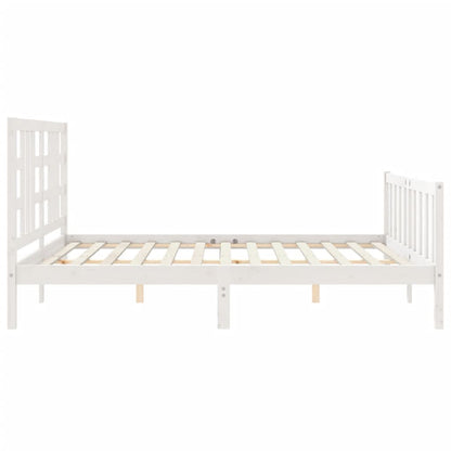 Estrutura de cama com cabeceira 180x200cm madeira maciça branco