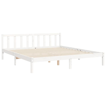 Estrutura de cama com cabeceira 180x200cm madeira maciça branco