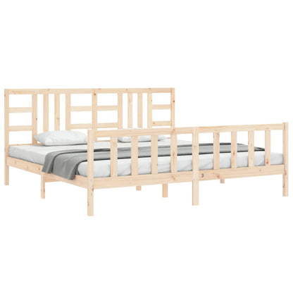 Estrutura de cama com cabeceira 200x200 cm madeira maciça