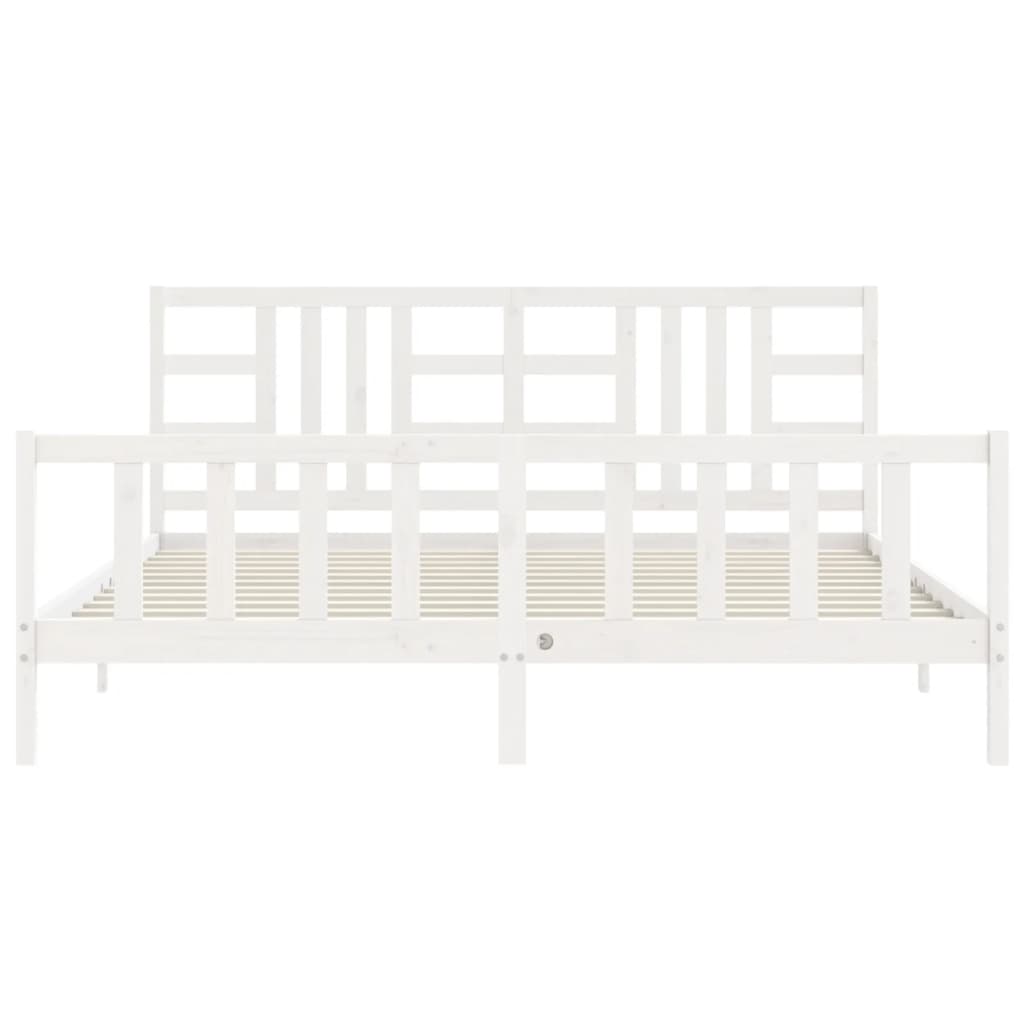 Estrutura de cama com cabeceira 200x200cm madeira maciça branco