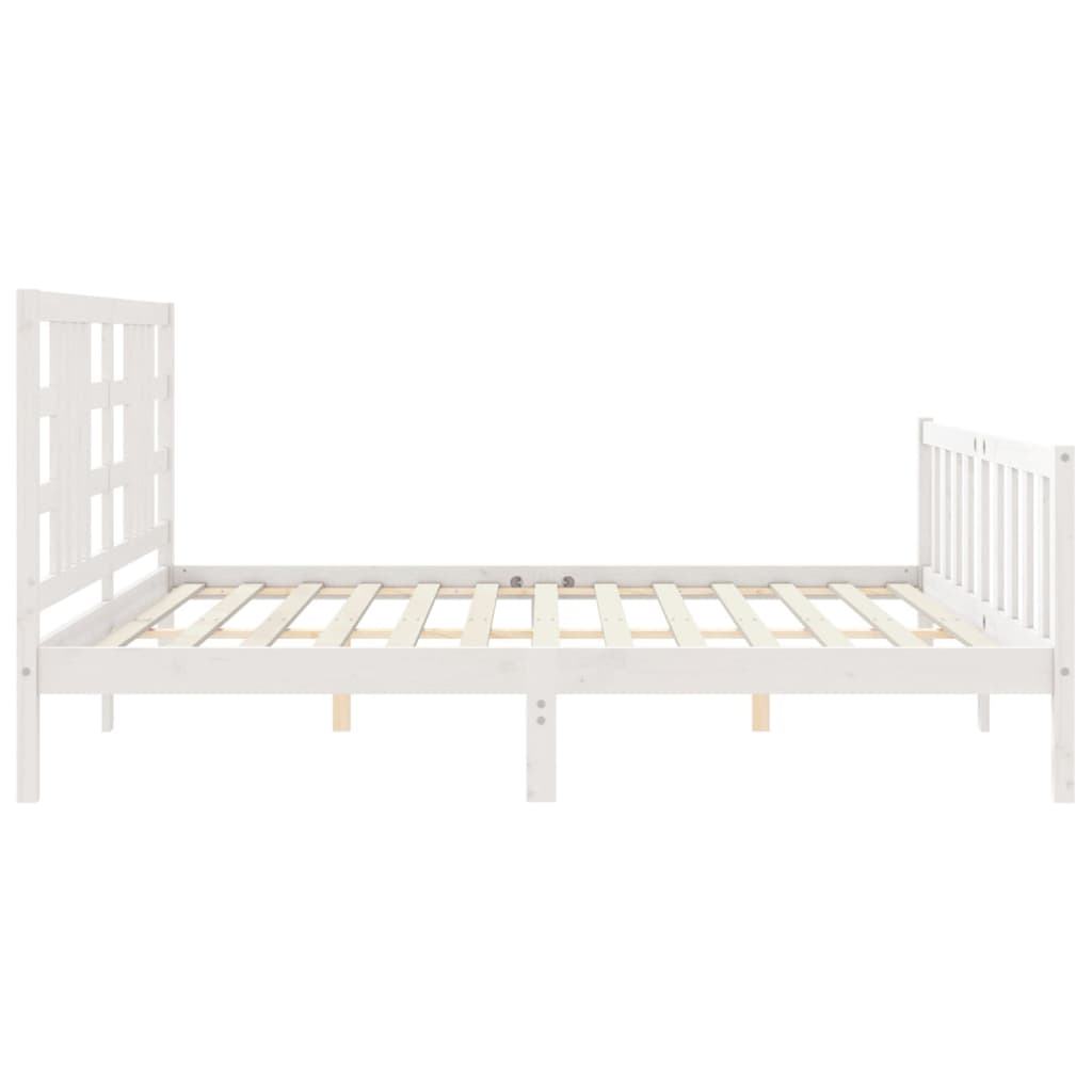 Estrutura de cama com cabeceira 200x200cm madeira maciça branco