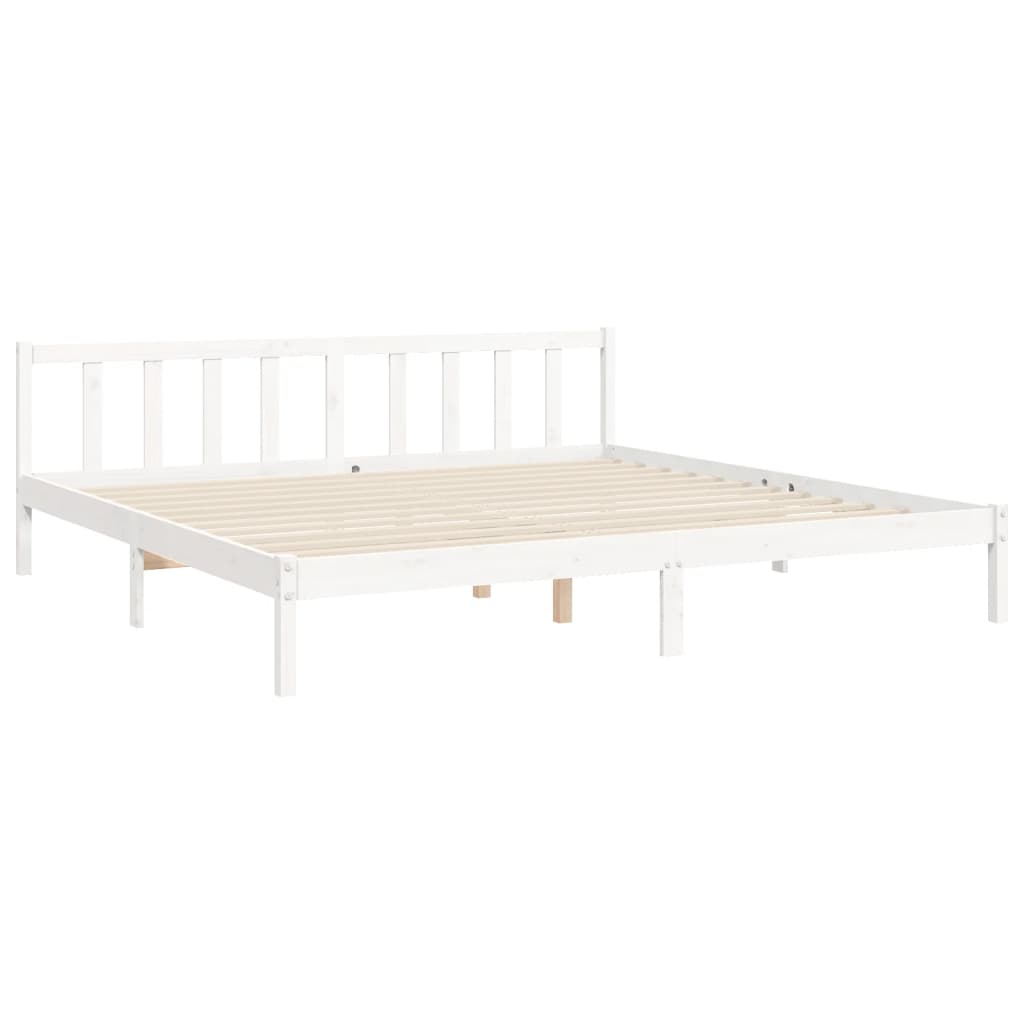 Estrutura de cama com cabeceira 200x200cm madeira maciça branco