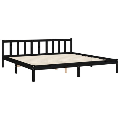 Estrutura de cama com cabeceira 200x200 cm madeira maciça preto